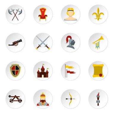 Şövalye Icons set, düz stil