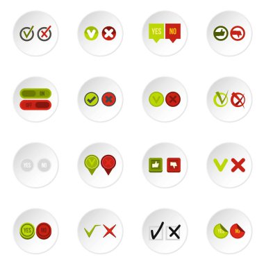 Onay işareti Icons set, düz stil