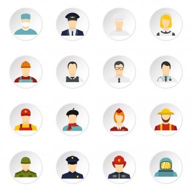 Düz stil meslekler Icons set