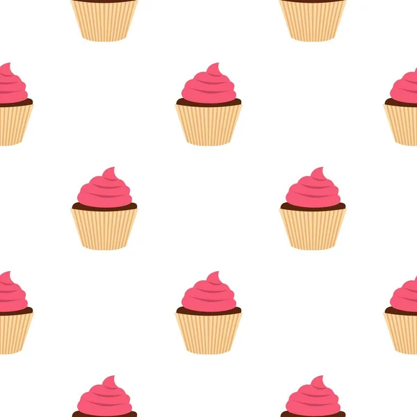 Modèle de cupcake rose sans couture — Image vectorielle