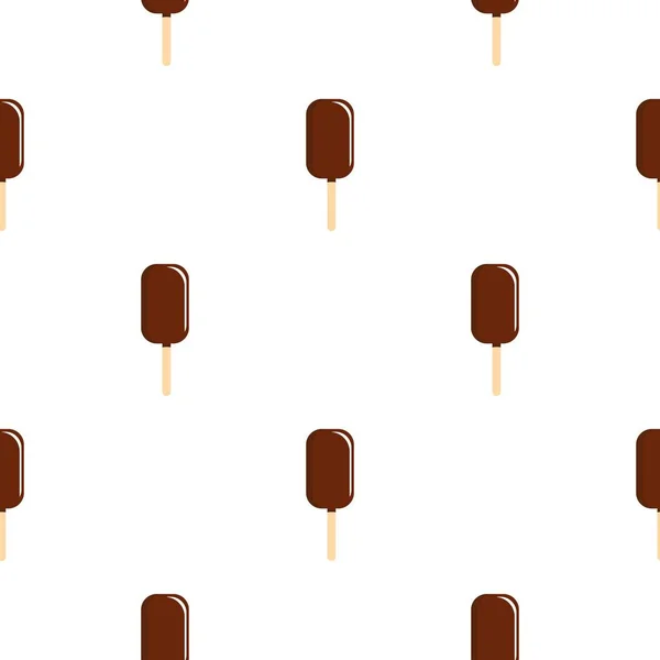 Chocolade-ijs op houten stok patroon — Stockvector