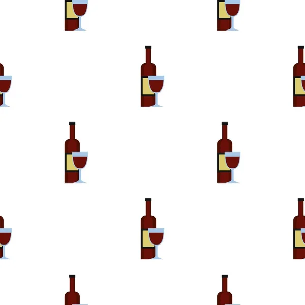 Kieliszek czerwonego wina i wzór butelki bez szwu — Wektor stockowy
