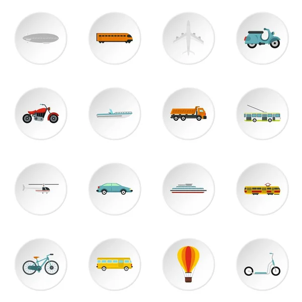 Conjunto de iconos de transporte, estilo plano — Archivo Imágenes Vectoriales