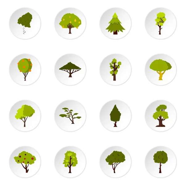 Conjunto de ícones de árvore verde, estilo plano —  Vetores de Stock