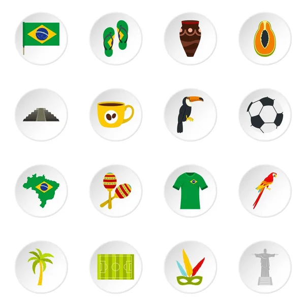 Brasilianische Reisesymbole im flachen Stil — Stockvektor