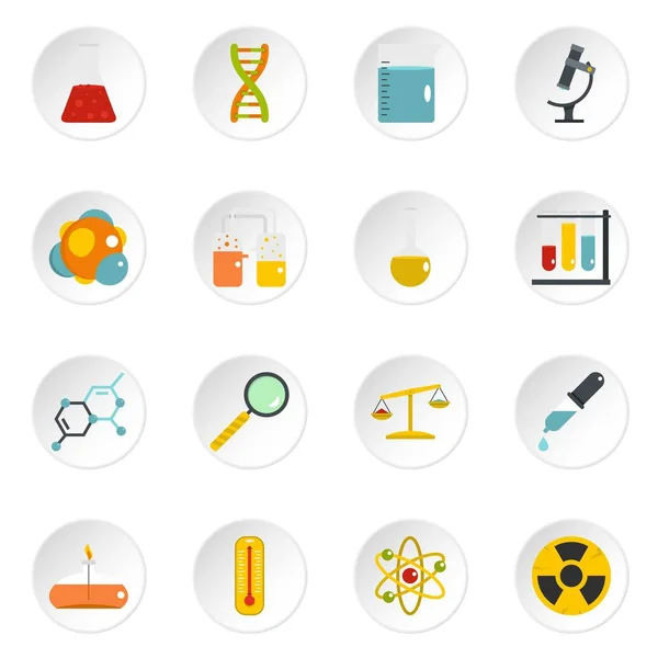 Düz stil kimyasal laboratuvar Icons set — Stok Vektör