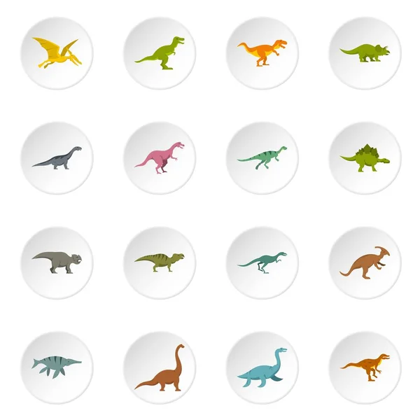 Dinosaurie ikoner i platt stil — Stock vektor