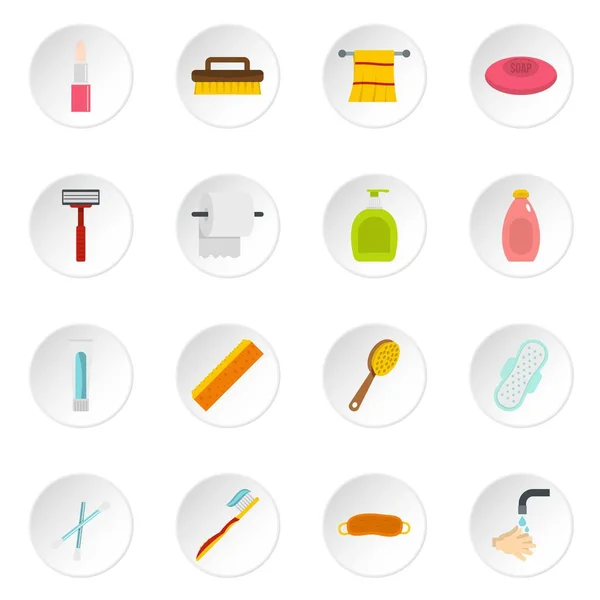 Outils d'hygiène icônes ensemble dans le style plat — Image vectorielle