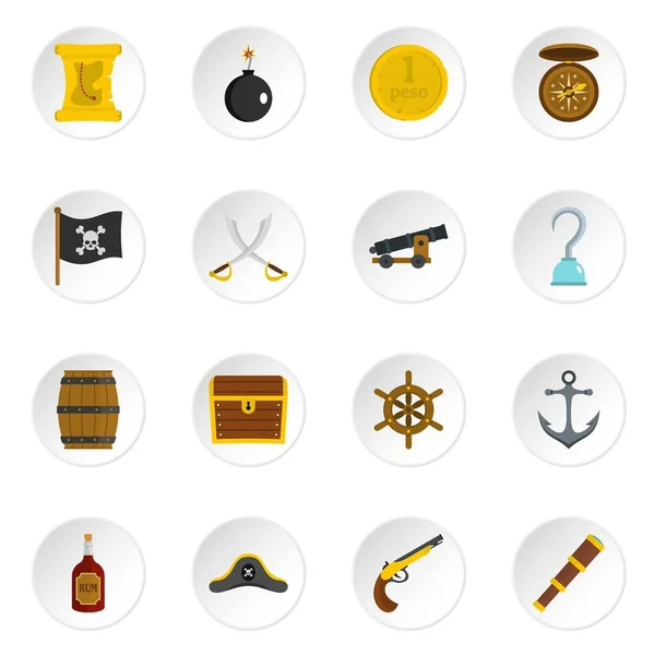 Pirát ikony v plochý — Stockový vektor