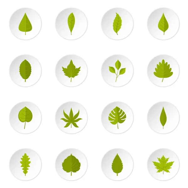 植物叶子中平面样式的图标集 — 图库矢量图片