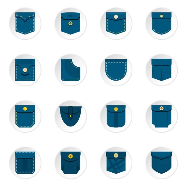 Tipos de ícones de bolso definido em estilo plano — Vetor de Stock