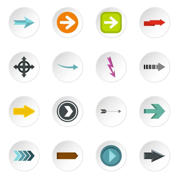 Ensemble d'icônes flèches, style plat — Image vectorielle