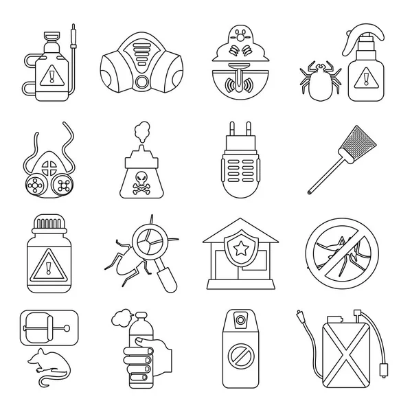 Pest control tools icons set, outline style — Stock Vector