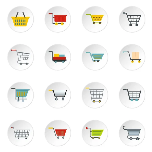 Shopping cart icons set in flat style — Stock Vector