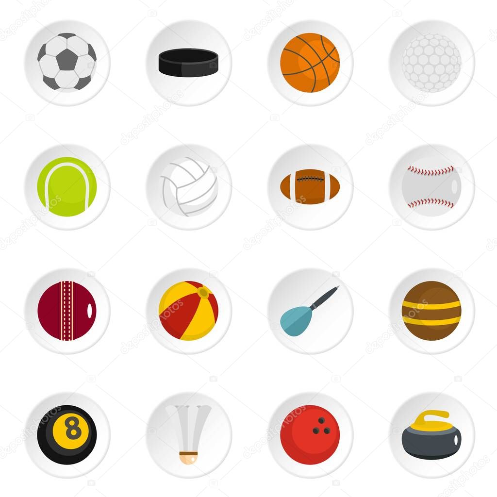 Sport balls icons set in flat style