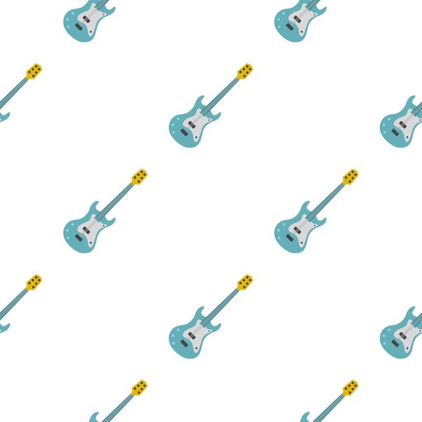 Blue electric guitar pattern seamless