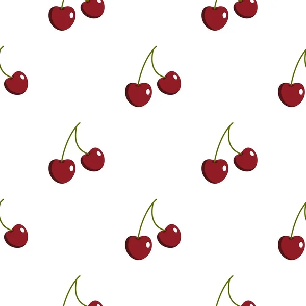 Két érett piros bogyók cseresznye mintás lapos — Stock Vector