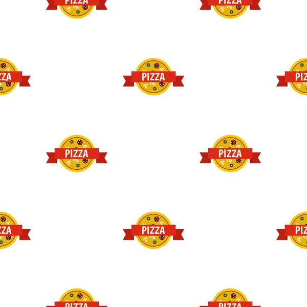Πίτσα σήμα με κόκκινη κορδέλα μοτίβο επίπεδη — Διανυσματικό Αρχείο