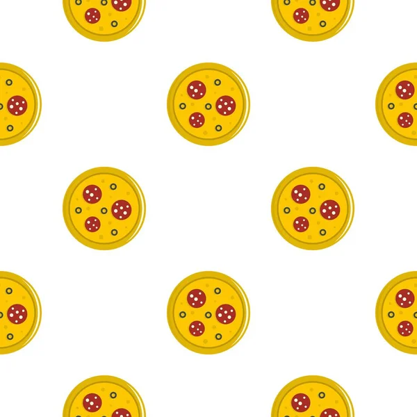 Pizza s klobásou a olivy vzor ploché — Stockový vektor