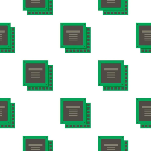 Ordenador verde CPU procesador chip patrón plano — Archivo Imágenes Vectoriales