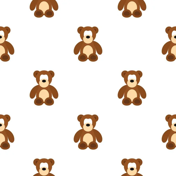 Bärenspielzeug Muster flach — Stockvektor