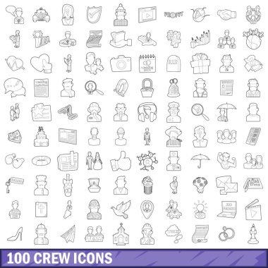 100 mürettebat Icons set, anahat stili