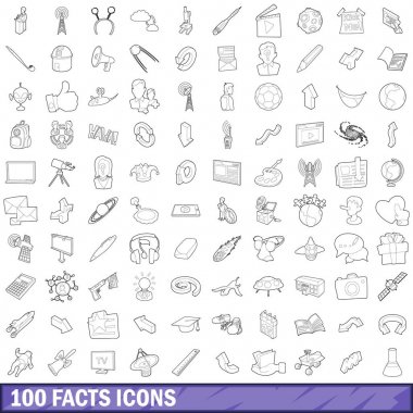 100 aslında Icons set, anahat stili