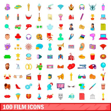 100 film simgeler ayarla, tarzı çizgi film