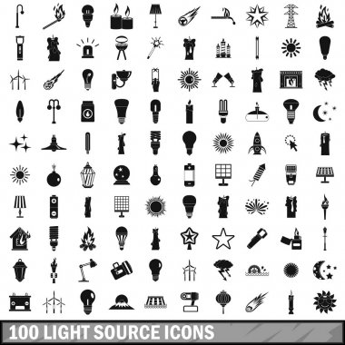 Icons set, basit stil 100 ışık kaynağı