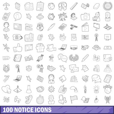 100 haber Icons set, anahat stili