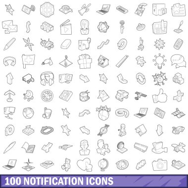 100 bildirim Icons set, anahat stili