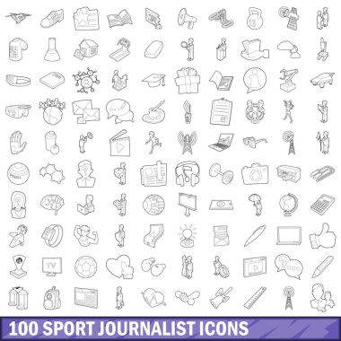 100 gazeteci Icons set, anahat stili spor