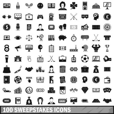 100 piyango Icons set, basit tarzı
