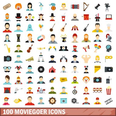 100 moviegoer simgeler kümesi, stil düz