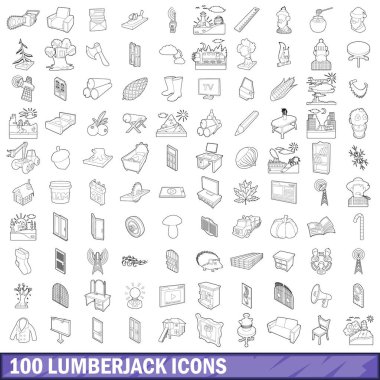 100 oduncu Icons set, anahat stili