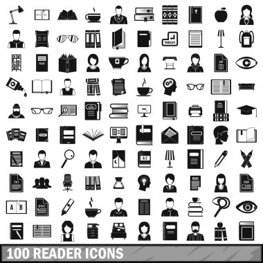 100 okuyucu Icons set, basit tarzı