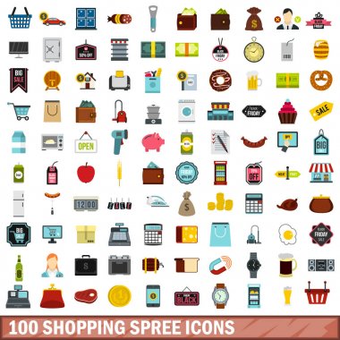 alışveriş çılgınlığı simgeler 100 ayarla, stil düz