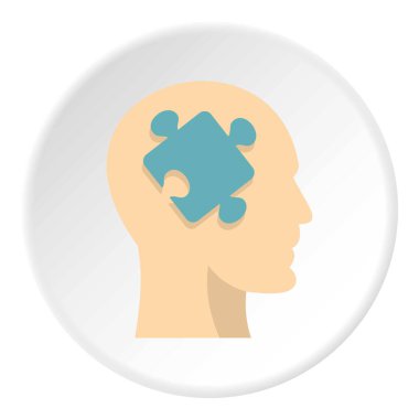 Parçalı bulmaca simgesini daire ile baş siluet