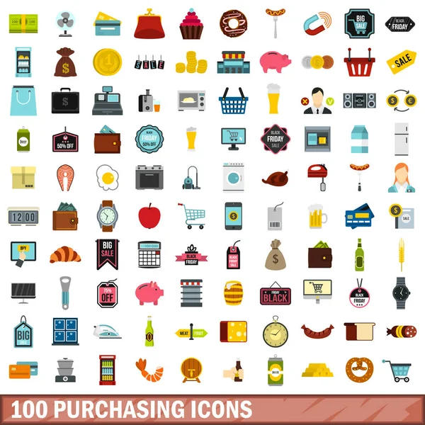 100 simgeler kümesi, düz stil satın alma