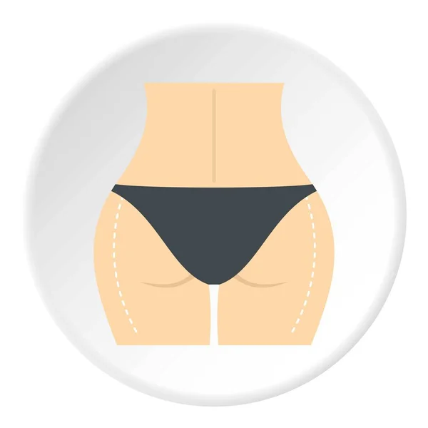 Woman buttocks marked on hips icon circle — Stock Vector