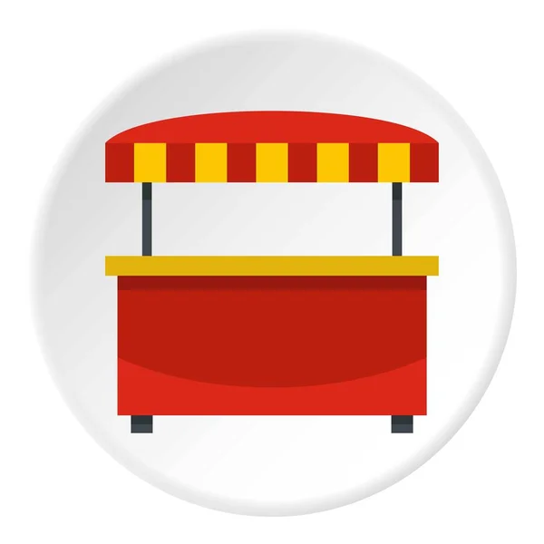 Obchod kiosek s červenými a žlutými markýzy ikony kruh — Stockový vektor