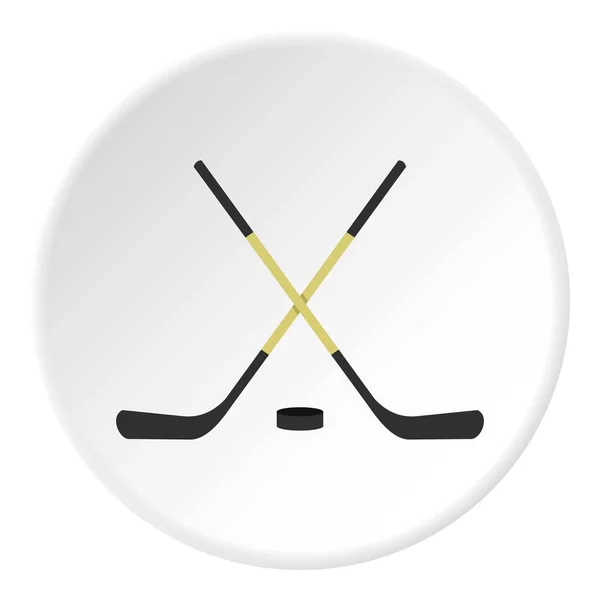 Перехрещені хокейні палички іконок кола — стоковий вектор