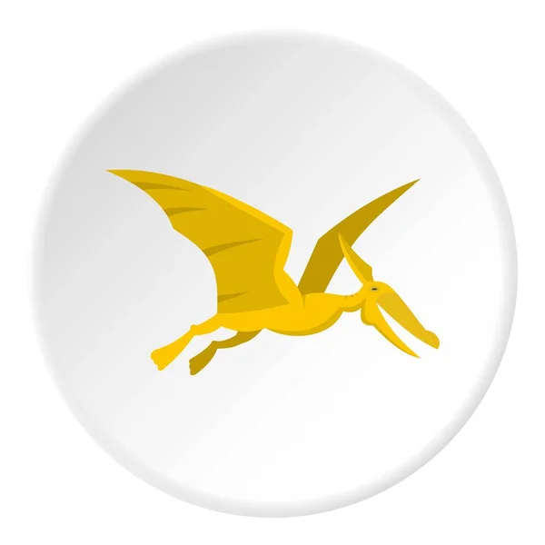 Gelbe Flugsaurier Dinosaurier Symbolkreis — Stockvektor