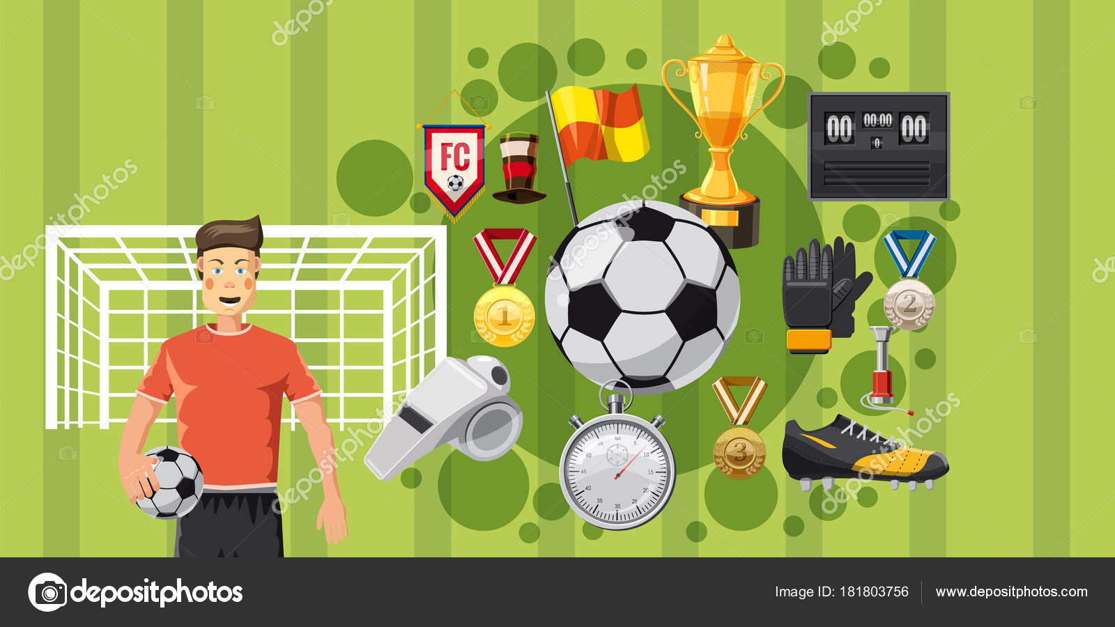 サッカー再生バナー水平 漫画のスタイル ストックベクター C Ylivdesign