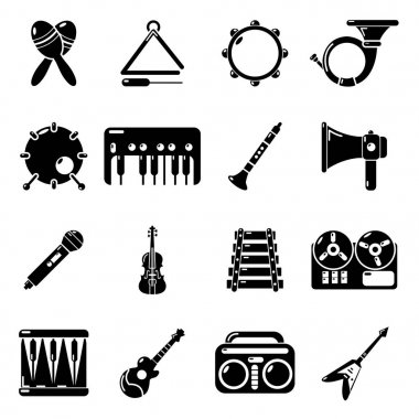 Müzik aletleri Icons set, basit tarzı