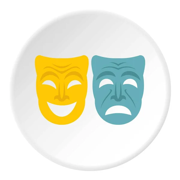Glückliche und traurige Maske Ikonenkreis — Stockvektor
