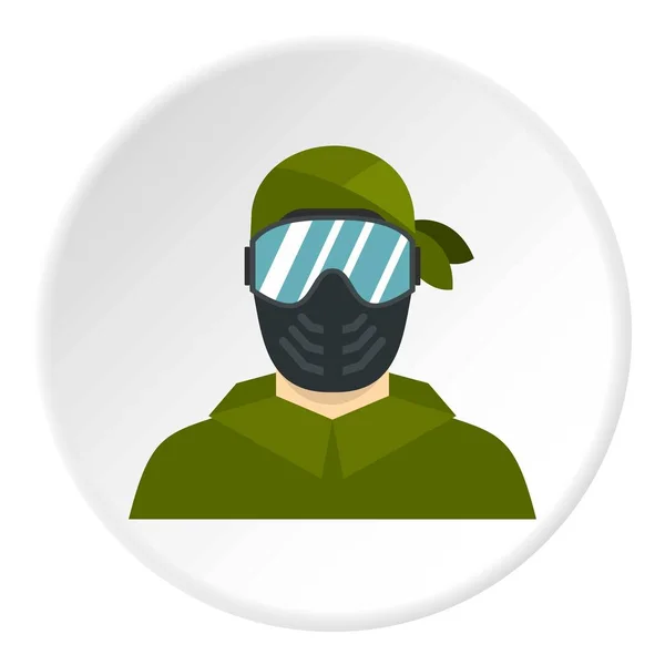 Paintball player icon circle — Stock Vector