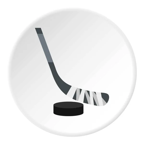 Hockeystick en puck pictogram cirkel — Stockvector