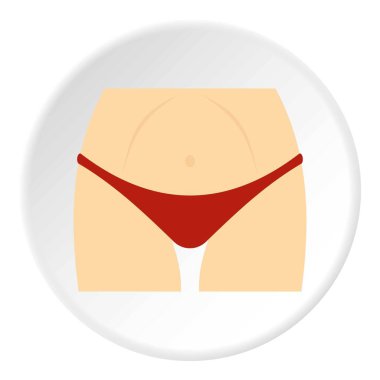 Kırmızı külot simgesini daire içinde ince kadın vücut