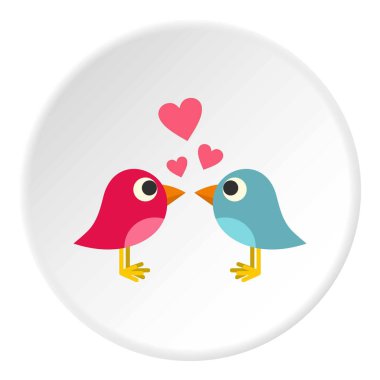 Kalp simgesi daire mavi ve pembe kuşlarla